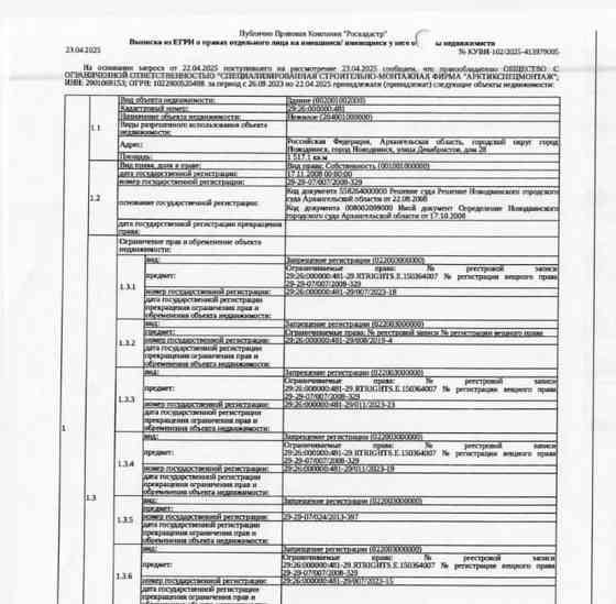 Отдельное здание, 1517.1 м2 Новодвинск