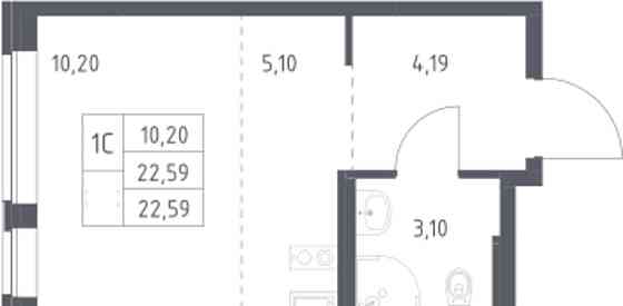 Студия, 22.59 м2, 4/13 эт. Москва