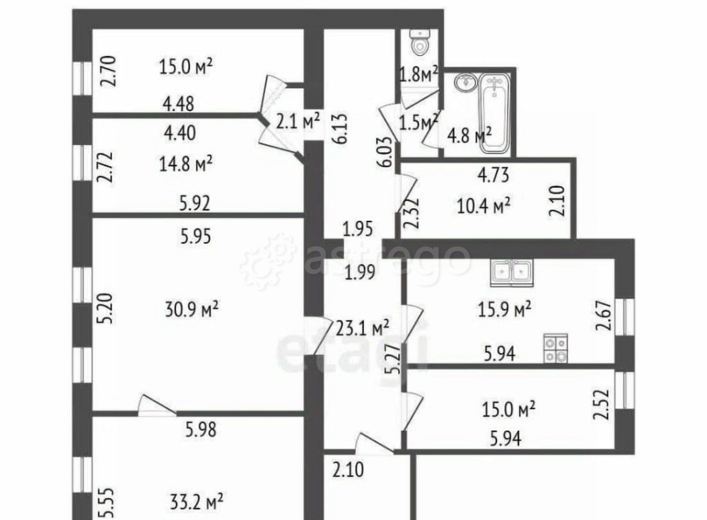 5-комн. квартира, 186.2 м2, 3/5 эт. Санкт-Петербург - изображение 7