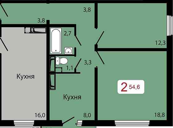 2-комн. квартира, 54.6 м2, 11/17 эт. Красноярск