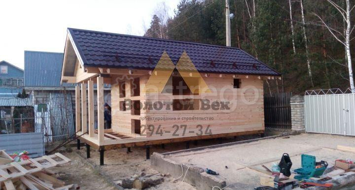 Строительство брусовой бани 4х6 с террасой 2х4 на забивных сваях Красноярск - изображение 1