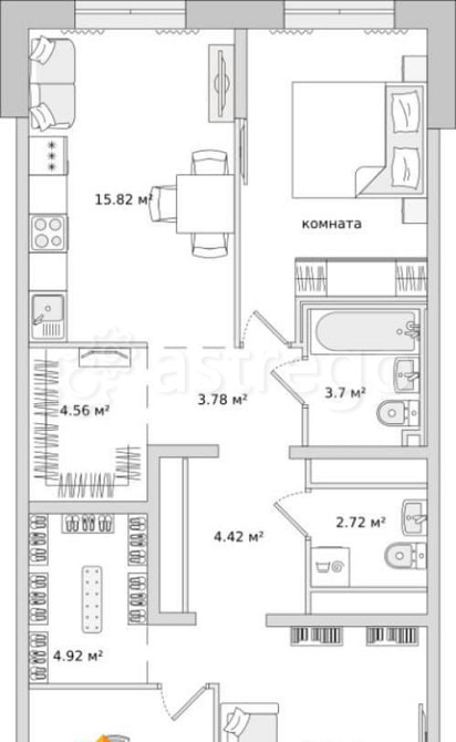 2-комн. квартира, 80.2 м2, 1/15 эт. Санкт-Петербург - изображение 1