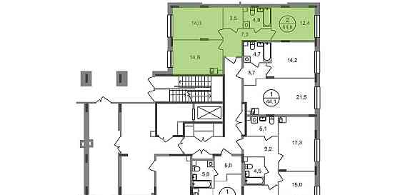 2-комн. квартира, 56 м2, 1/17 эт. Москва