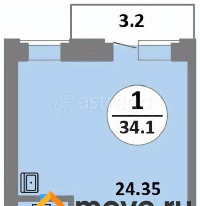 Студия, 34.1 м2, 5/14 эт. Красноярск - изображение 5
