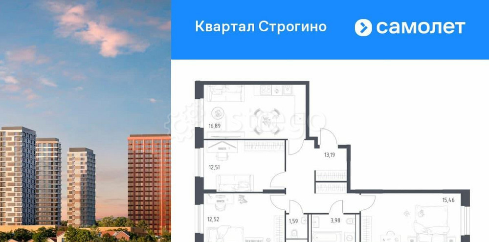 3-комн. квартира, 76.14 м2, 19/24 эт. Красногорск - изображение 1