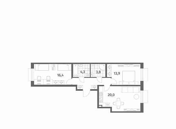 2-комн. квартира, 65.7 м2, 2/8 эт. Санкт-Петербург