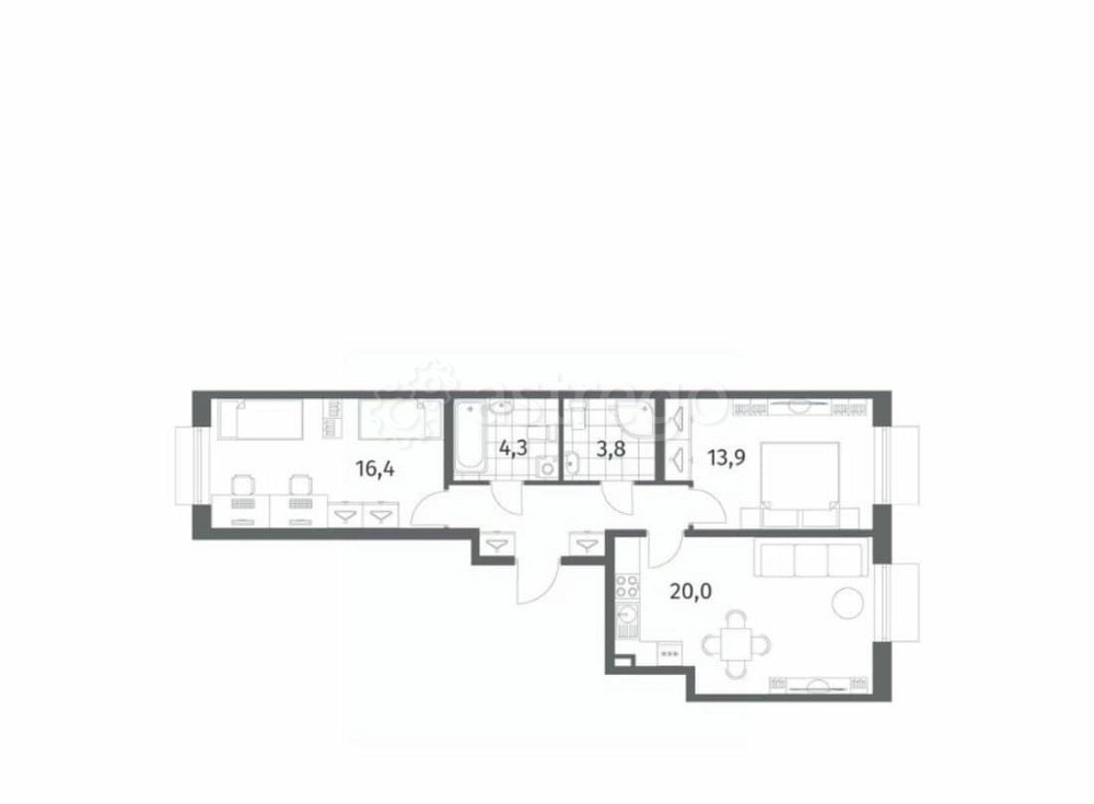 2-комн. квартира, 65.7 м2, 2/8 эт. Санкт-Петербург - изображение 5