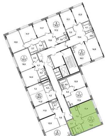 1-комн. квартира, 41 м2, 5/17 эт. Москва