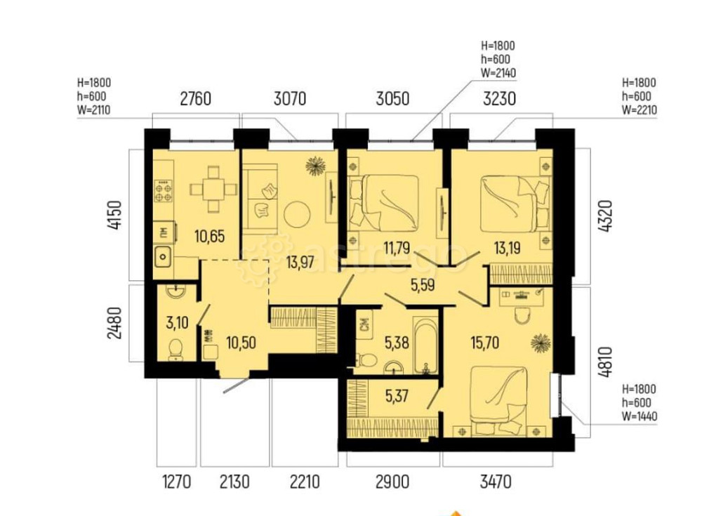 4-комн. квартира, 95.24 м2, 23/25 эт. Уфа - изображение 1