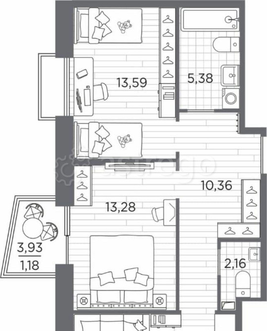 2-комн. квартира, 63.32 м2, 12/13 эт. Санкт-Петербург - изображение 1