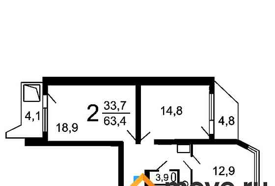 2-комн. квартира, 65 м2, 4/16 эт. Москва