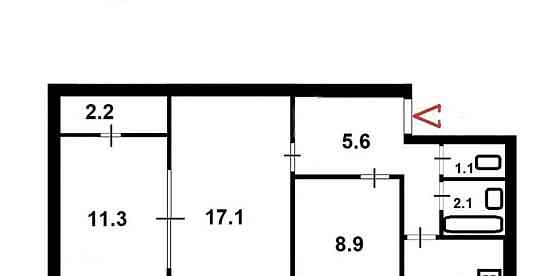 3-комн. квартира, 55.5 м2, 1/5 эт. Санкт-Петербург
