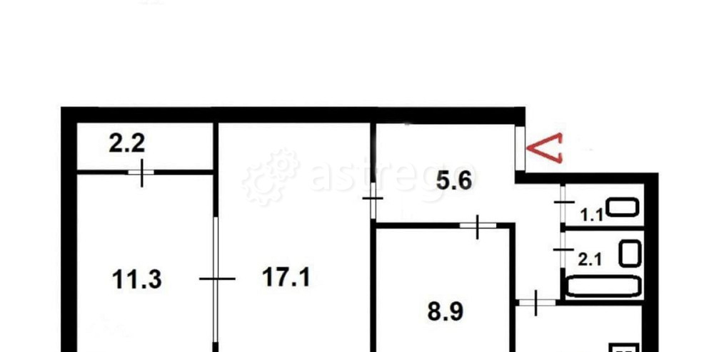 3-комн. квартира, 55.5 м2, 1/5 эт. Санкт-Петербург - изображение 3