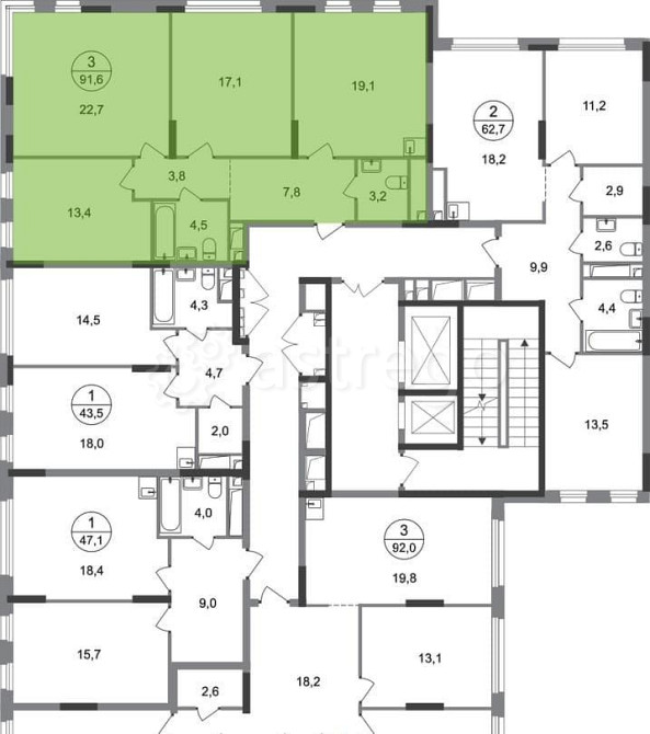3-комн. квартира, 91 м2, 8/17 эт. Москва - изображение 9