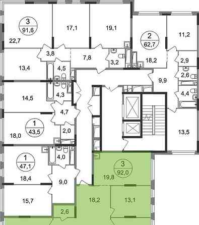 3-комн. квартира, 92 м2, 6/17 эт. Москва