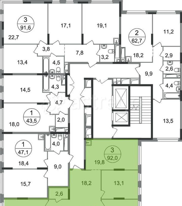 3-комн. квартира, 92 м2, 6/17 эт. Москва - изображение 5