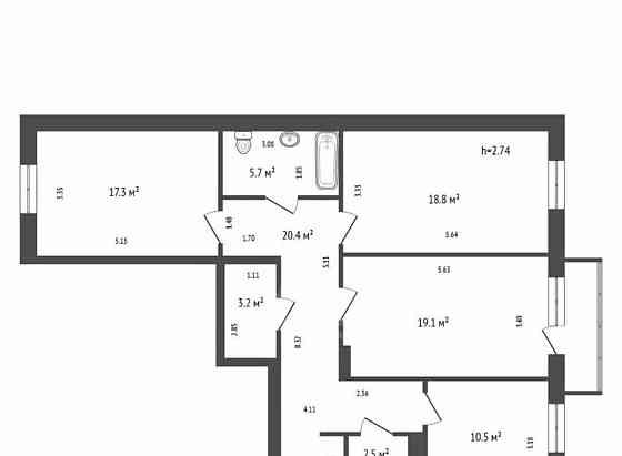 3-комн. квартира, 98 м2, 10/19 эт. Красноярск