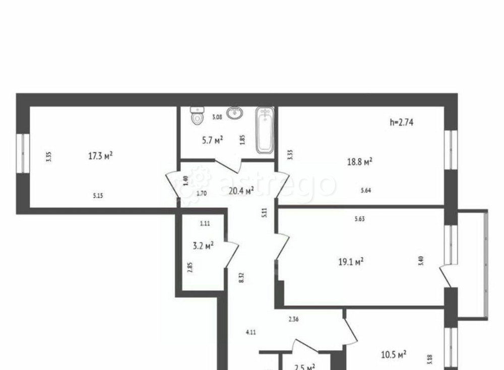3-комн. квартира, 98 м2, 10/19 эт. Красноярск - изображение 1