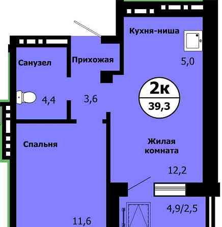 2-комн. квартира, 39.3 м2, 4/19 эт. Красноярск