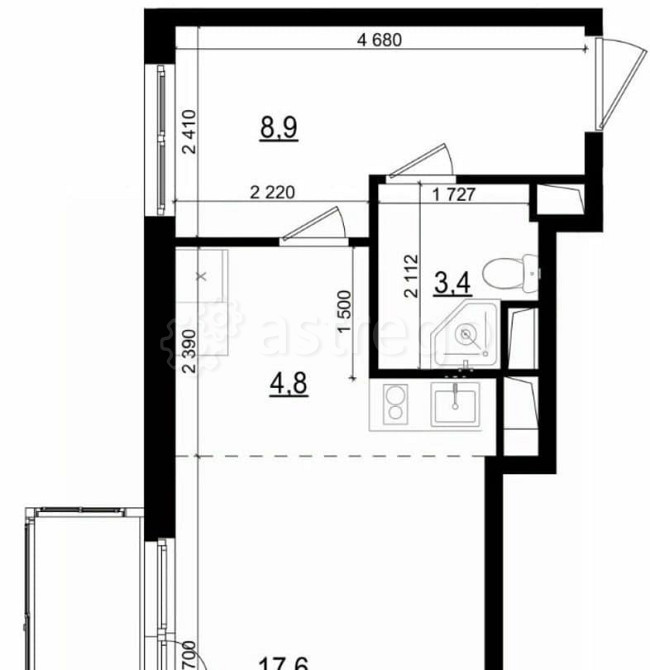 Студия, 35.9 м2, 7/25 эт. Одинцово - изображение 1