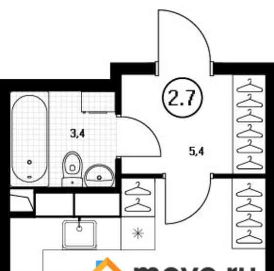 Студия, 28.8 м2, 6/17 эт. Пушкино