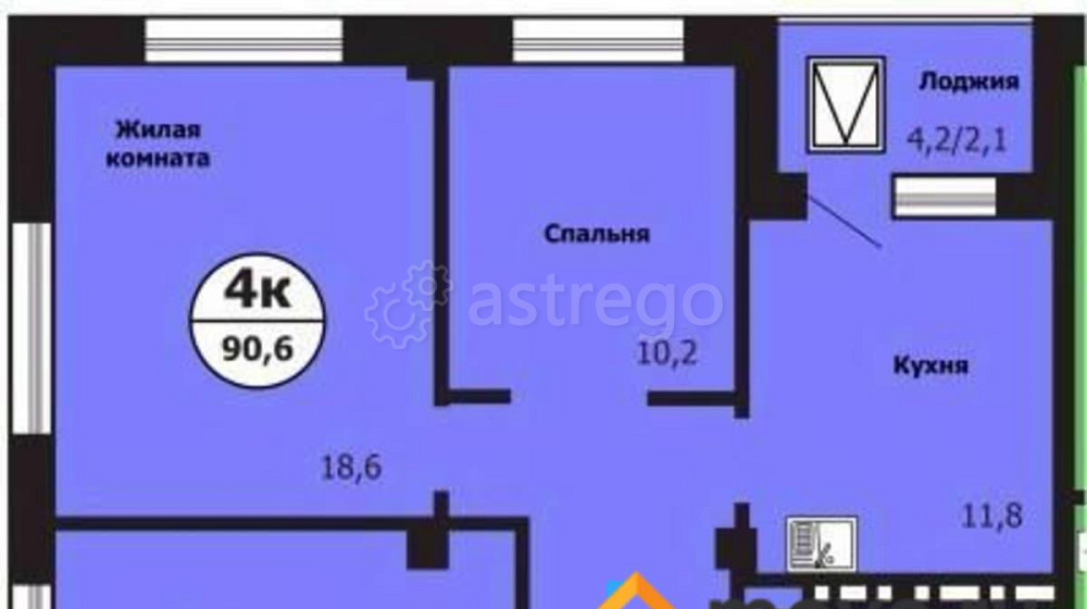 4-комн. квартира, 90.6 м2, 3/19 эт. Красноярск - изображение 1