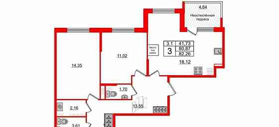 4-комн. квартира, 85.5 м2, 5/5 эт. Санкт-Петербург