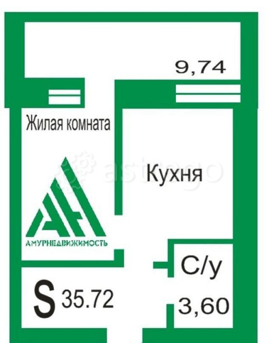 1-комн. квартира, 35.7 м2, 5/10 эт. Благовещенск - изображение 1