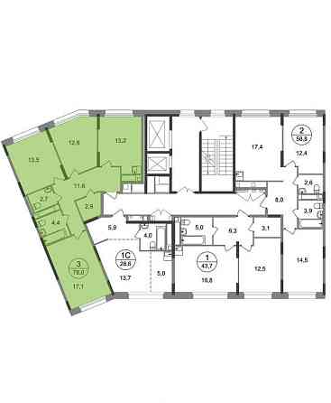 3-комн. квартира, 78 м2, 4/17 эт. Москва