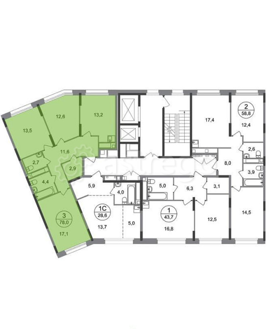 3-комн. квартира, 78 м2, 4/17 эт. Москва - изображение 4
