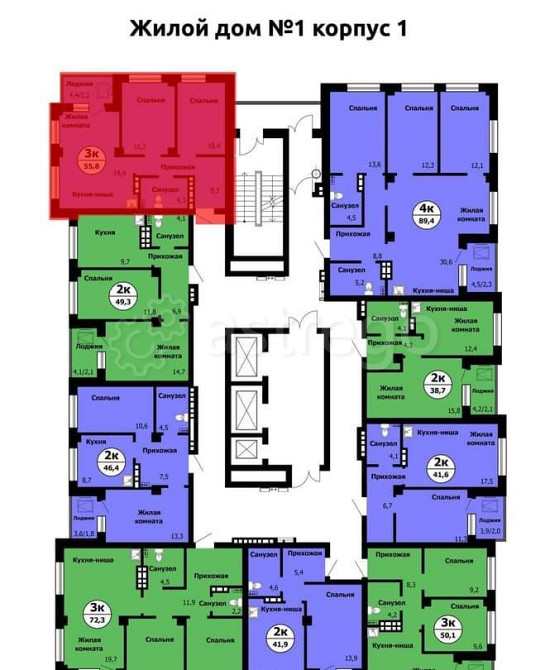 3-комн. квартира, 55.8 м2, 3/21 эт. Красноярск - изображение 7