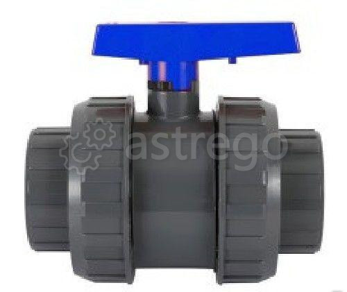 Кран шаровой ПВХ с разборными муфтовыми окончаниями (уплотнения PTFE, EPDM) d 50 мм в упаковке 16 шт Москва - изображение 1