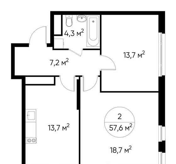 2-комн. квартира, 57 м2, 4/17 эт. Москва