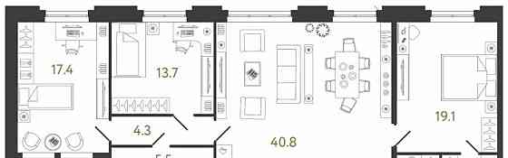 3-комн. квартира, 124 м2, 3/8 эт. Санкт-Петербург