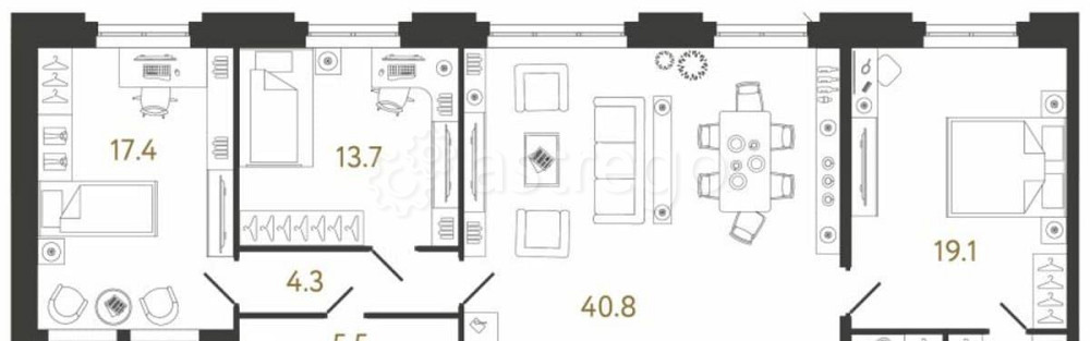3-комн. квартира, 124 м2, 3/8 эт. Санкт-Петербург - изображение 1