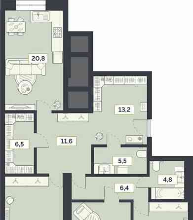 3-комн. квартира, 124.7 м2, 3/27 эт. Москва