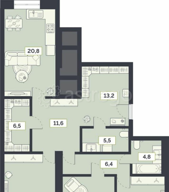 3-комн. квартира, 124.7 м2, 3/27 эт. Москва - изображение 1