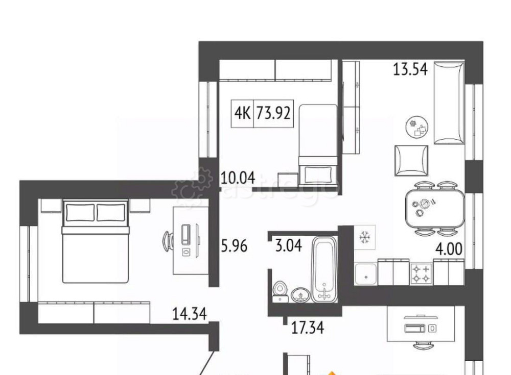 4-комн. квартира, 73.92 м2, 6/17 эт. Красноярск - изображение 1