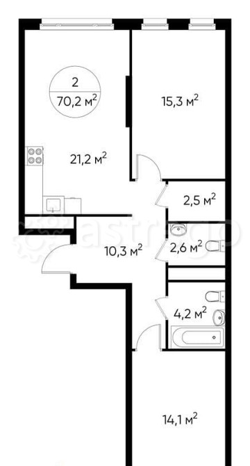 2-комн. квартира, 70 м2, 8/17 эт. Москва - изображение 1
