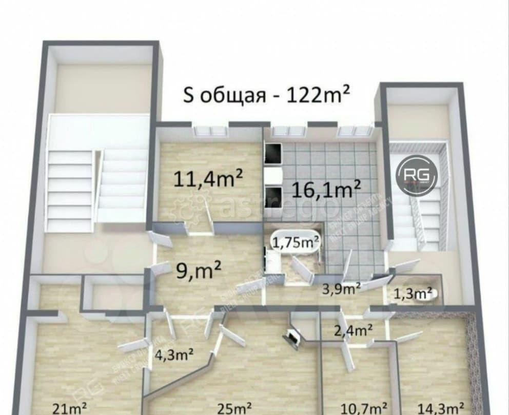 5-комн. квартира, 122.1 м2, 2/7 эт. Санкт-Петербург - изображение 1