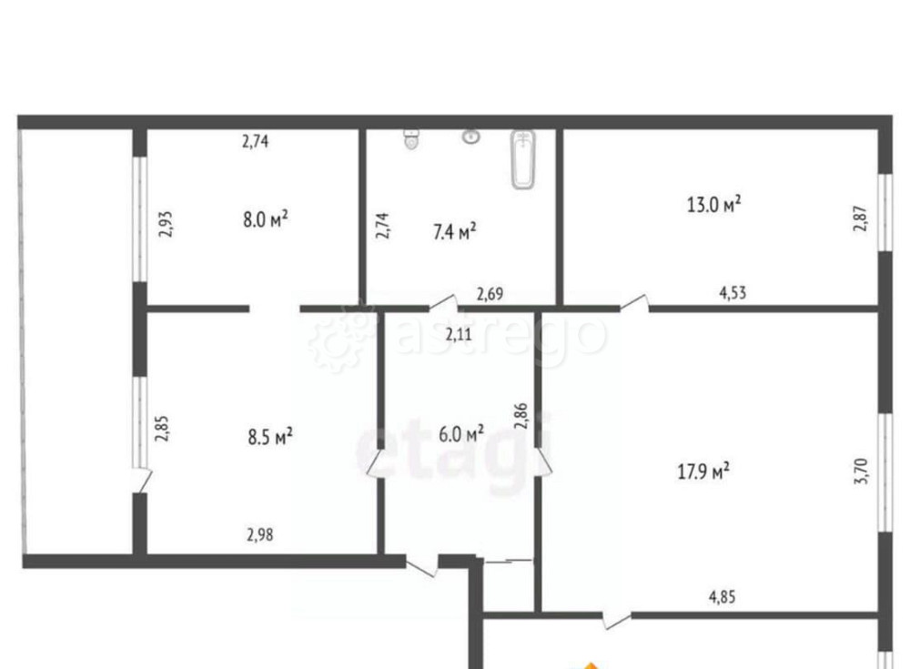 4-комн. квартира, 74 м2, 5/5 эт. Благовещенск - изображение 5