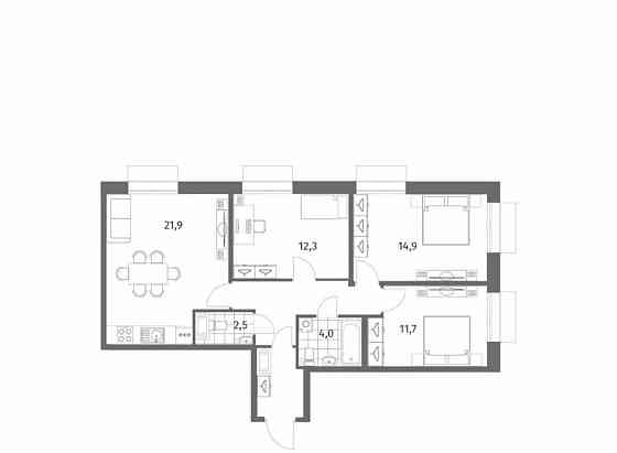 3-комн. квартира, 79 м2, 3/13 эт. Санкт-Петербург