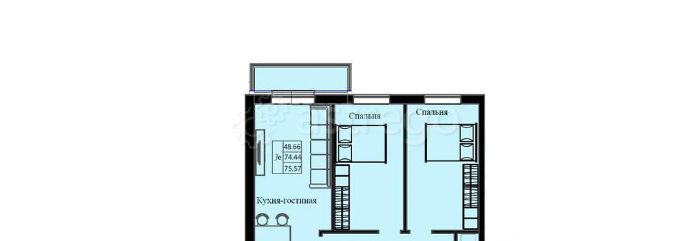3-комн. квартира, 75.57 м2, 2/10 эт. Красноярск - изображение 1
