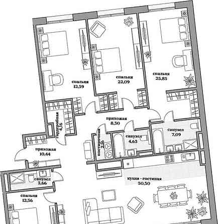 4-комн. квартира, 175.95 м2, 6/6 эт. Москва