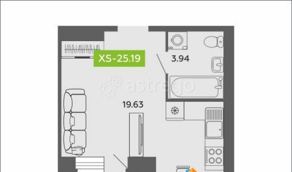 Студия, 25.19 м2, 6/11 эт. Архангельск - изображение 1