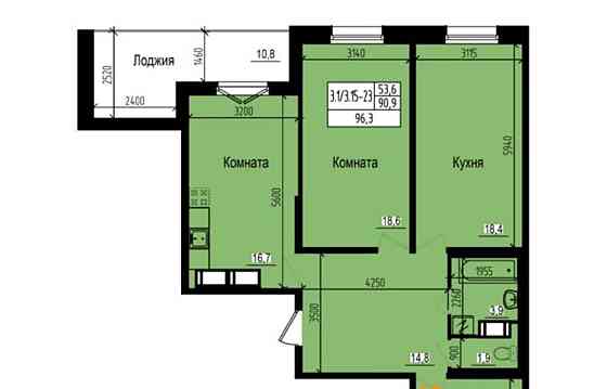 3-комн. квартира, 96.3 м2, 21/23 эт. Санкт-Петербург