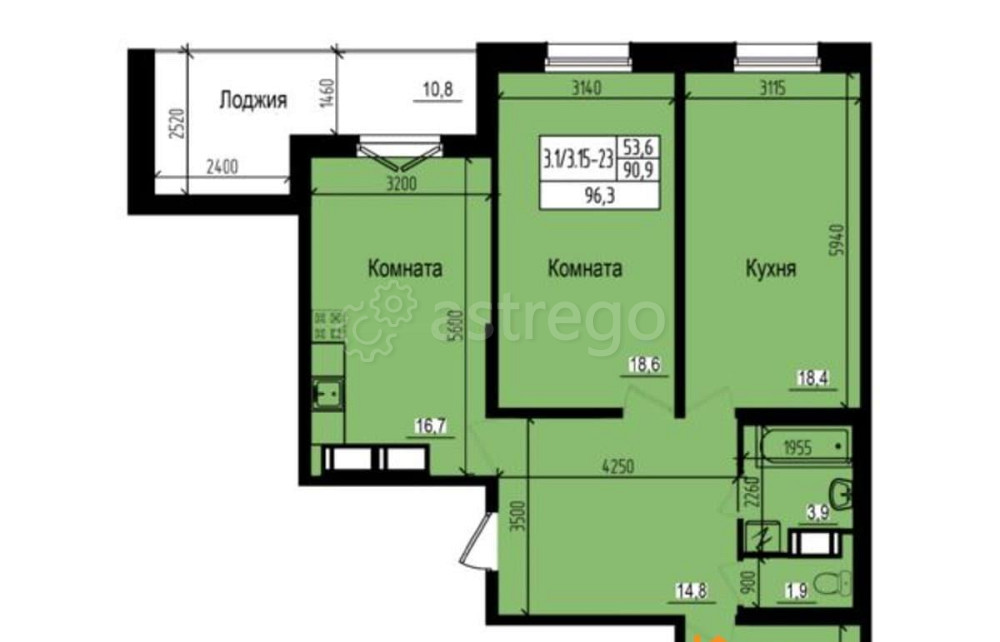 3-комн. квартира, 96.3 м2, 21/23 эт. Санкт-Петербург - изображение 1