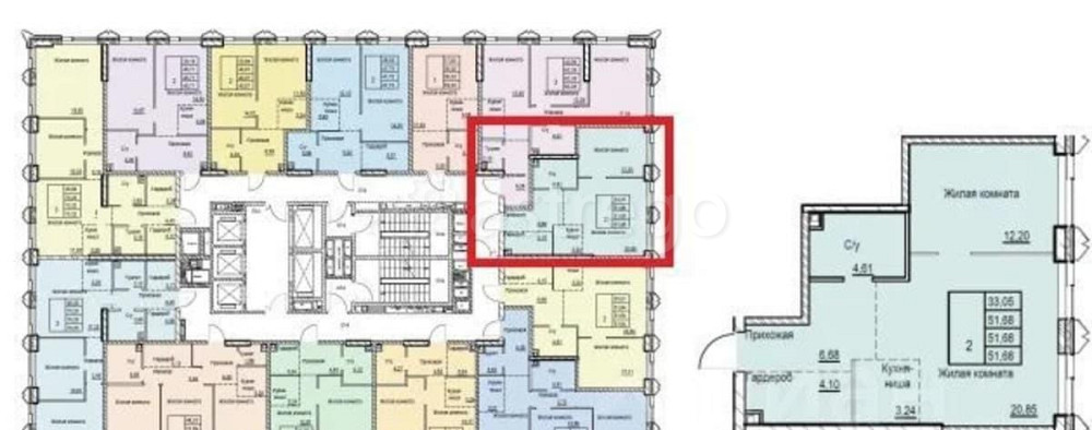 2-комн. квартира, 52 м2, 4/28 эт. Москва - изображение 2