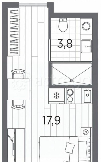 1-комн. апарт-ы, 21.7 м2, 10/13 эт. Санкт-Петербург - изображение 1