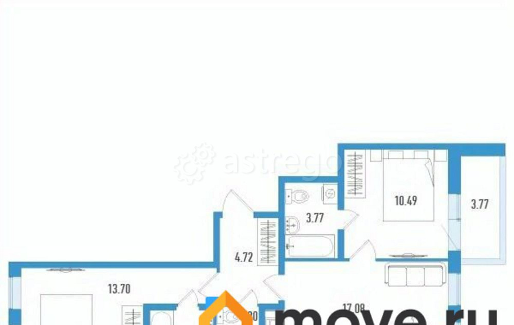 2-комн. квартира, 56.62 м2, 3/12 эт. Санкт-Петербург - изображение 1